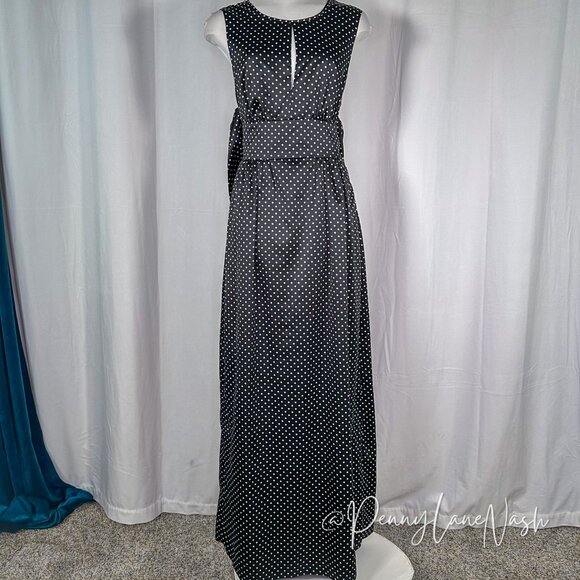 Kate Young Satin Polka Dot Open Back Maxi Dress - Picture 3 of 16